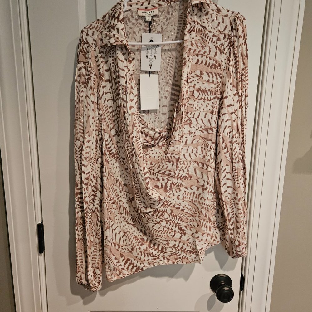 Andree Collared Draped-Front Blouse